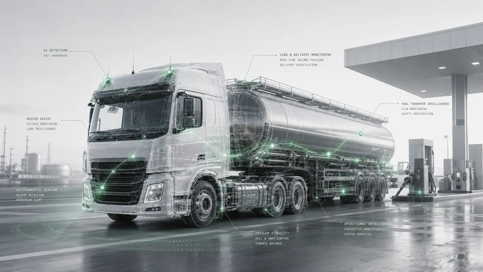 Fuel delivery vehicle with technical signal overlay